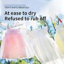 Cuerda Secado Ropa Tendedero Viaje Ajustable Anti Viento Colgador Camping Hogar - Amarillo - Ver 9