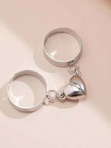 1 Pair Heart-Shaped Magnetic Adjustable Couple Rings - Love - View 6