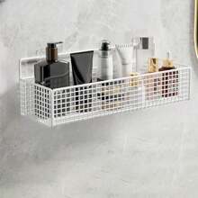 Stainless Steel Wall-Mounted Organizer Basket For Bathroom, Kitchen, And Shower - Self-Adhesive, Space-Saving Design With Multiple Shelves For Toothbrushes, Cosmetics, And More, Bathroom Storage Modern Bathroom Accessory Durable Construction, Bathroom Organizer Rack Bathroom Accessories Back To School
