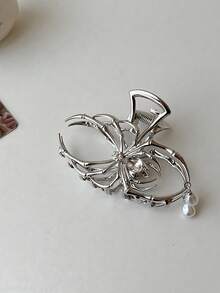 1 件复古 Y2K 仿珍珠蜘蛛金属发夹，简约优雅女士发饰，适合户外、海滩、摄影，春夏时尚发夹新品