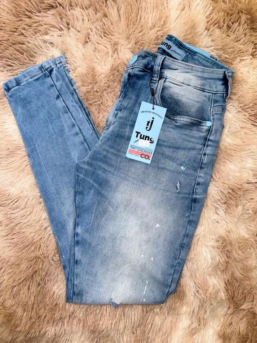 Men's Ripped Jeans Premium Skinny Lycra TUNG NEW - 藍色 - 查看 1