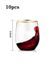 12 件 360 毫升 12 盎司透明金边红酒杯（可重复使用），带金边，适用于盛水、果汁、鸡尾酒、葡萄酒、甜点饮料，适合生日、婚礼、节日、万圣节、圣诞节、新年派对用品 - 彩色 - 查看 15