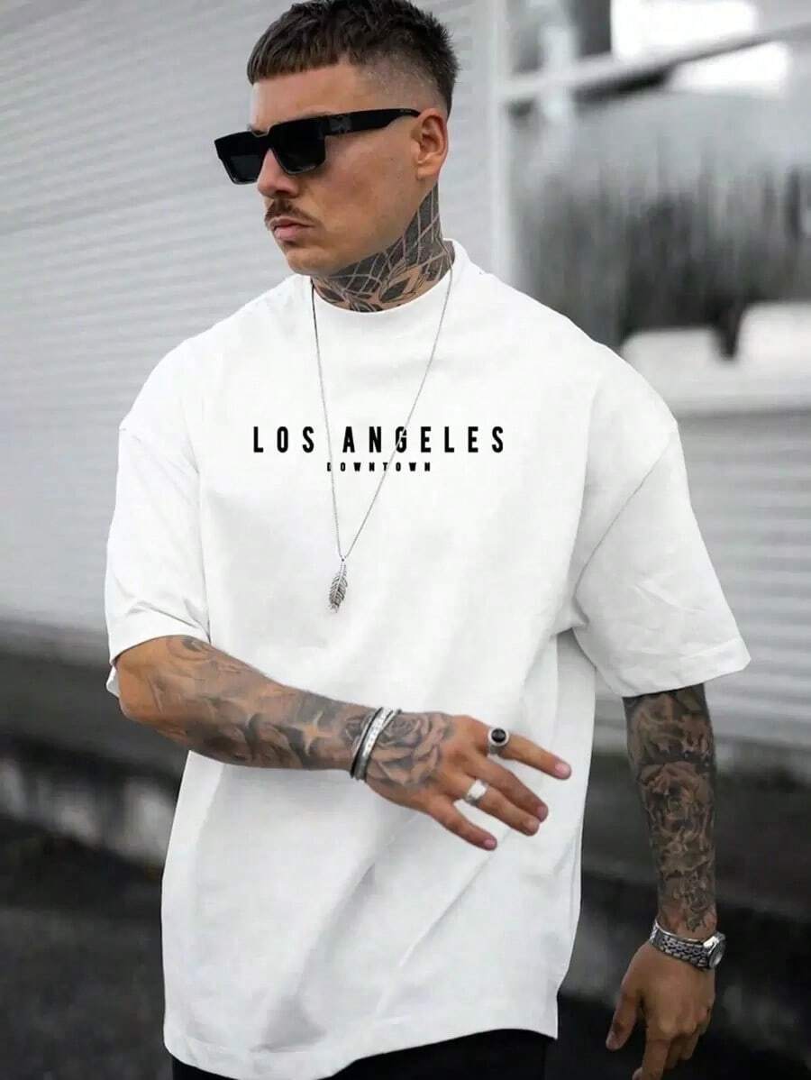 Camiseta gráfica con letras para hombre, estilo emo, años 2000 - Blanco - Ver 1