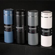 1 Stück 500ml auslaufsichere Edelstahl-Vakuumflasche mit großem Fassungsvermögen, tragbare und handgehaltene Thermosflasche mit großem Fassungsvermögen und Trinkhalm, Edelstahl-Sportwasserflasche, Wärmerhaltung bis zu 6-12 Stunden, 304 Edelstahl-Raumflasche, Fitness, Sport, Outdoor, Auto, Reisen, Trinktasse und -flasche