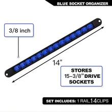 1 pieza 360 °   Organizador de Enchufes Giratorio 1/4 3/8 1/2 Soporte de Clip de Enchufe de Calidad Premium Soporte Deslizante de Enchufe Riel de Soporte Herramientas - 3-8 - Ver 3