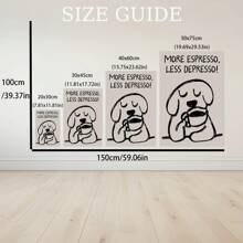 1pc Retro-Style "More Espresso, Less Depression" Interesting Dog Drinking Coffee Art Canvas Printed Posters - Modern Wall Arts Decorative Paintings, Suitable For Living Room Decor, Bedroom Decor, Kitchen Decor, Corridor Decor, Room Decor Modern Wall Decor And Home Decor - Unique Gift Creativity For Coffee Lovers | Minimalist Poster