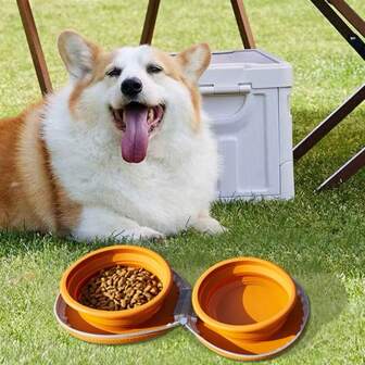 1pc New Cute Pet Silicone Dual Use Drinking Bowl, Outdoor Portable Foldable Storage Cat Dog Water Feeder