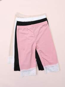 4 Paar Mädchen Süße Spitze Saum Strick Leggings Knöchellang, Eleganter Damenstil, Geeignet für den täglichen Gebrauch, alle Jahreszeiten