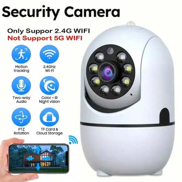 1pc/2pcs 1080P HD Security Camera, Wireless WiFi Connection, App Control, Motion & Audio Alert, Color Night Vision, Wall Mount, Indoor/Outdoor Home Security With Spotlights & Siren, USB Powered