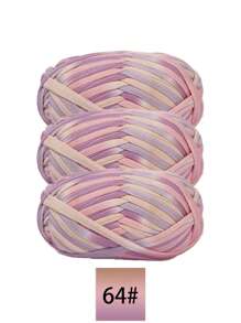 3 pièces Ruban de satin en polyester, environ 300g, mélange multicolore de fil doux en tissu - pour pantoufles au crochet DIY, sacs, panier de rangement (design d'emballage assorti)