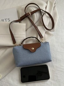 New Colorblock Mini Patchwork Shoulder Bag, Casual Crossbody Bag, Compact & Stylish Handbag - Blue - View 8