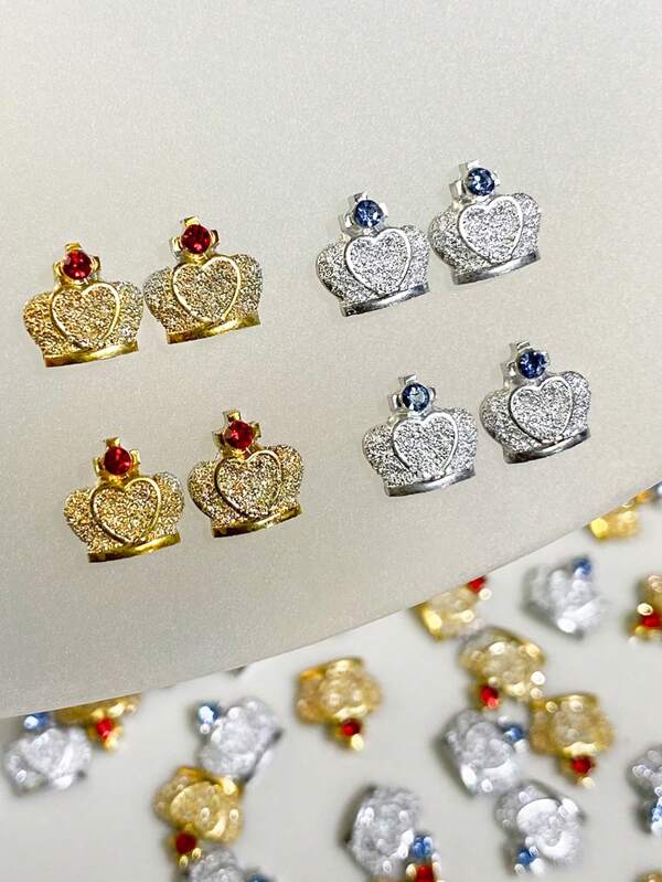 10pcs Dazzling Crown-Shaped Nail Charms Set - Sparkling Rhinestones Nail Art Decorations For DIY Manicure Design, Unscented, Perfect For Nail Jewelry And Nail Art Enthusiasts