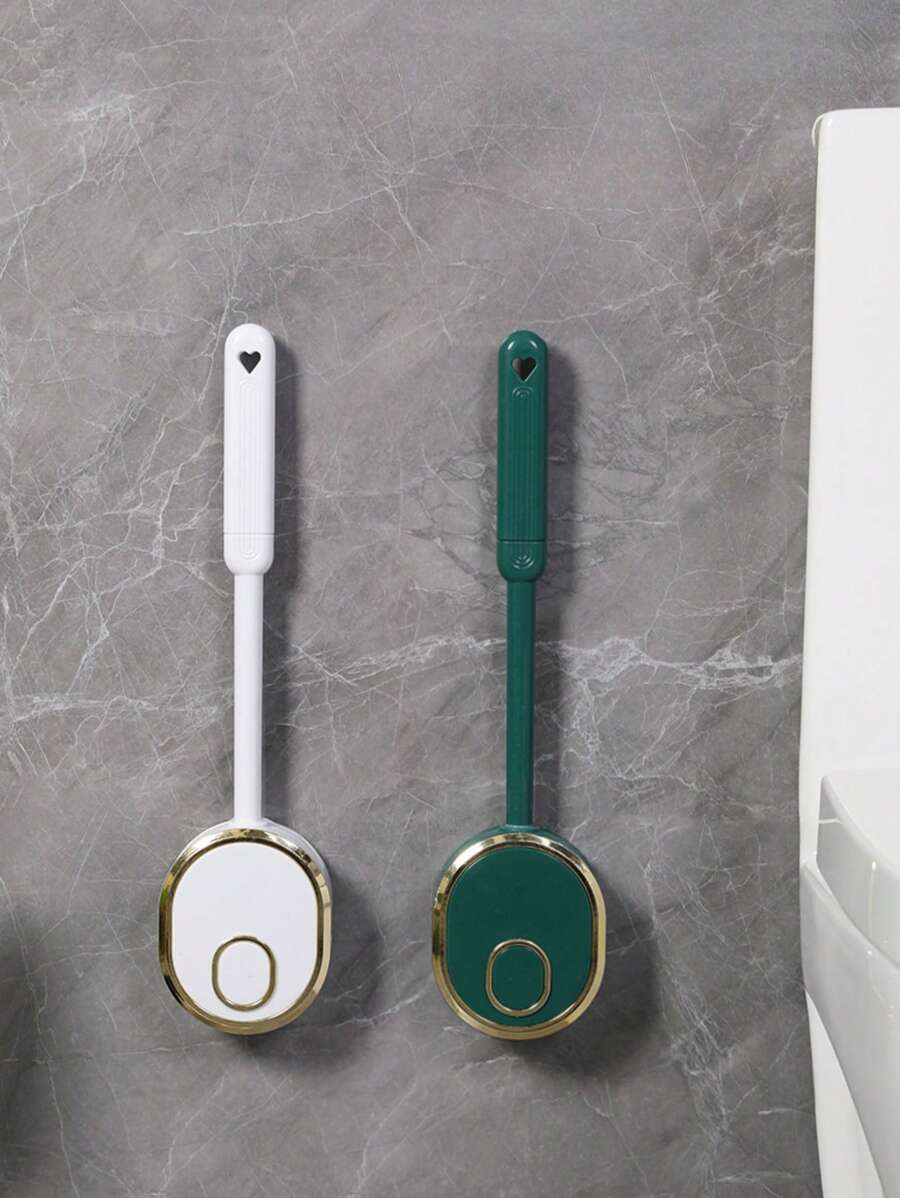 1/2pcs Non Perforated Toilet Brush, Household No Dead Corner Toilet Brush, Wall Mounted High-End Toilet Cleaning Brush