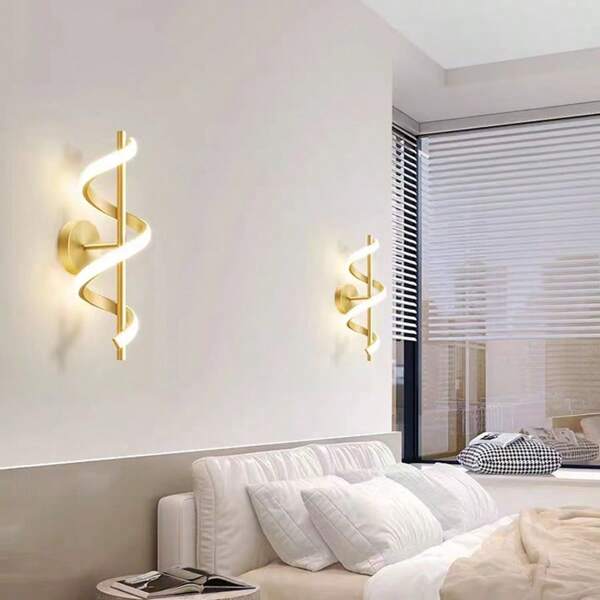 1 Stück 38cm Nordic kreative Spiralwandleuchte, 3-Farben einstellbar, aus Aluminium & Silikon, moderner minimalistischer Stil, geeignet für Schlafzimmer, Wohnzimmer, Küche, Badezimmer, TV-Hintergrund, Eingangsbereich, Treppenbeleuchtung, LED Lichtquelle
