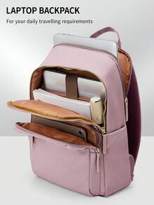女士笔记本电脑背包，适用于14/15英寸笔记本电脑，时尚防水轻便书包，适合旅行、工作、商务、教师、护士等场合，带笔记本电脑隔层，时尚背包/钱包，适合女性和女孩，女孩日常背包/书包，新旧款随机发货 - 淡紫色 - 查看 10