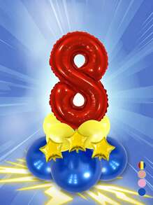 12 Stücke/Set rote große Zahlen 0-9 Ballons, Stern Ballons, Geburtstags Deko Ballons, blaues und gelbes Ballonset, geeignet für Geburtstag, Party Deko, Jahrestag, Abschluss, Vatertag Deko Geschenke