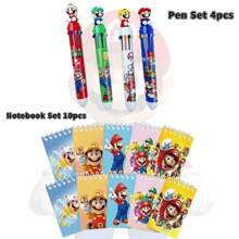 SuperMario 14 Stück/Set Mini Notizbuch mit 10 Cartoon Motiven und ausziehbarem Kugelschreiber, linierter Notizblock, kreatives mehrfarbiges Schreibwarengeset für Büro, Schule, Lernen, Notizen und Weihnachtsschulbedarf, Schulanfang