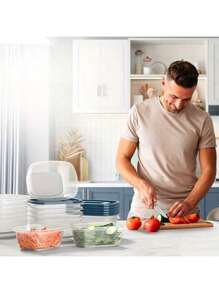 10 pezzi Contenitori per alimenti impilabili con coperchi, scatole per il pranzo in plastica, adatti per cereali, carne, frutta e verdura - lavabili in lavastoviglie e microonde, per la conservazione in cucina, decorazione della stanza, adatti per cucina, ristorante, feste, campeggio, riunioni, regalo per amici e familiari, forniture per il ritorno a scuola