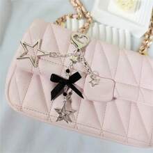 Y2K Crystal Glaze Cake Charm, Gold Heart Shape Buckle Bow Decor, Strawberry Lover Lady Bag Charm/Accessory