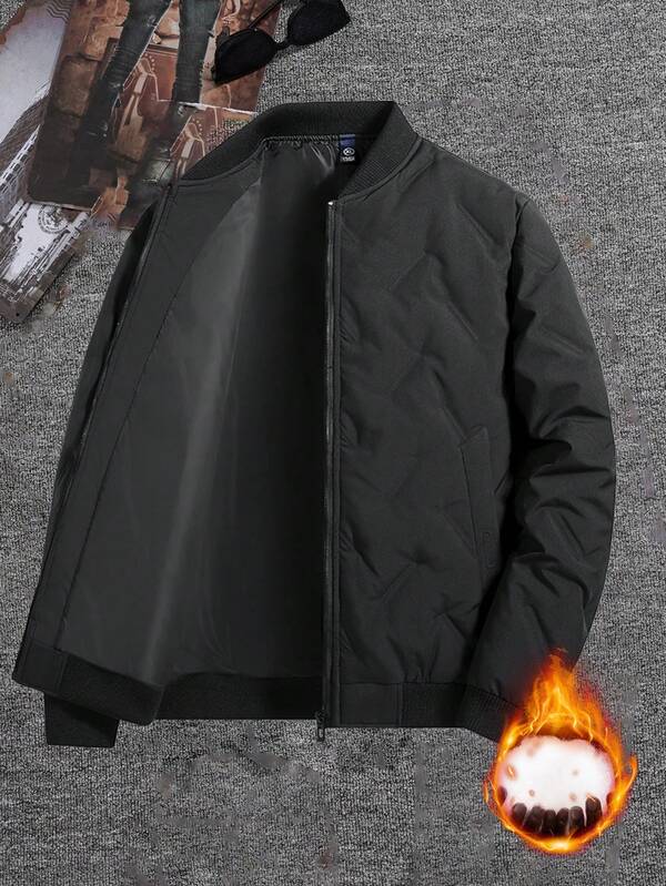 Men's Jacket, Simple Solid Color Baseball Collar Jacket, Fashion Comfortable Casual Sportswear, Winter