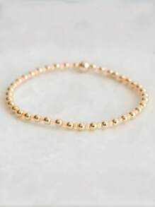 1 pieza Pulsera elástica de moda, estilo bohemio con cuentas de vidrio multicolor, hebra de cuentas de metal enchapado en cobre, pulsera apilable, adecuada para uso diario de mujeres y como regalo