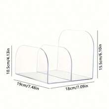 1 PC Desktop Book Stand Office Plastic Japanese Storage Organizer, Book Holder, 3-Slot Transparent Acrylic Document Organizer, Magazine And File Storage Rack , Back To School Gifts - Multicolor - View 14