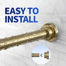 New Shower Curtain Rod, 1" Diameter Heavy Duty Tension Shower Rod, Non Slip Adjustable 28-74 Inch No Drilling Shower Curtain Rods Spring Tension For Bathroom, Shower Stall, No Rust, Chrome Gold - 金色28-74英寸 - 查看 4