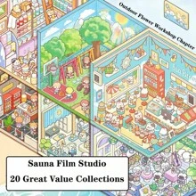 Set de colección de paisajes en miniatura que incluye 20 tarjetas de escena + 25 pegatinas + 1 pinza, con efecto visual 3D. Pegatinas en miniatura de casas DIY para manualidades y recuerdos escolares, ideal para el regreso a clases.