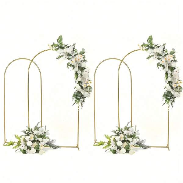 Metal Arch Backdrop Support Stand, Gold Colored Wedding Arch Frame, Square Arch Decor For Birthday Party, Ceremony, Indoor & Outdoor Events
