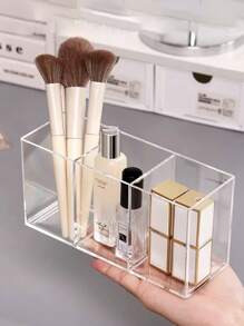 1pc Transparent Plastic Cosmetic Storage Box, 7 Compartments, Lipstick, Eye Shadow, Brush Storage Box, Light And Durable, Suitable For Bathroom Dresser, Drawer Storage, Skin Care Products Organizer