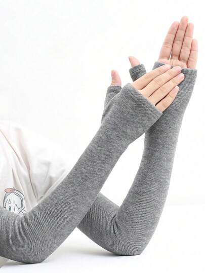 1 Paio di manicotti in cashmere caldi, coprimaniche lunghi per donne e uomini, maniche spesse per l'autunno/inverno, adatte per la guida