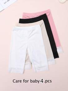 4 Paar Mädchen Süße Spitze Saum Strick Leggings Knöchellang, Eleganter Damenstil, Geeignet für den täglichen Gebrauch, alle Jahreszeiten