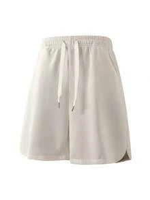 Women's Sports Shorts, Mid-Rise Running Shorts, Pocket Drawstring Sports Shorts, Suitable For Outdoor, Hiking, Fitness, Sports - Khaki - View 3