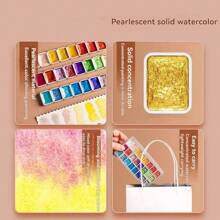 Juego de acuarelas sólidas perladas de 20 colores: pigmentos premium para caligrafía inglesa, pintura, teñido y artesanía floral, de vuelta a la escuela, útiles escolares