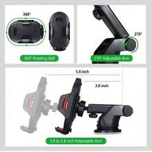 1pc Suction Cup Car Phone Holder, Multi-Function Telescopic Navigation Bracket, Suitable For Cars, Desktops, Fits Smartphones Up To 18.41cm - Multicolor - View 4