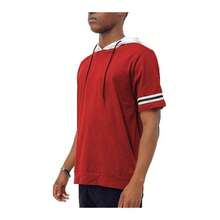 Short Sleeve Hooded Shirt - Red - View 11