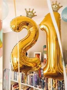 1/2 piezas Globo número corona de oro - Globos de número de oro de 40 pulgadas con minúsculas coronas de oro, perfectos para fiestas de cumpleaños, aniversarios, celebraciones de 100 días, fiestas del Día de los Caídos, decoración de interiores, fotografía en exteriores
