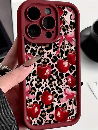 Butterfly, Leopard, Cherry Pattern Shockproof & Anti-Drop TPU Soft Phone Case Compatible With IPhone Apple 11/12/13/14/12 Pro Max/16 Pro/15/X/XR/7/8Plus, Series Waterproof Scratch Resistant