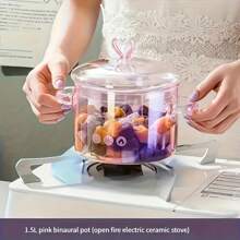 1 Casseruola in vetro a forma di cuore sfumato da 50 once (1,5 litri), con coperchio, adatta per pasta, salse, porridge, ramen, zuppe e insalate. La forma a cuore sfumata in rosa aggiunge un tocco romantico e accattivante, perfetta per l'uso quotidiano
