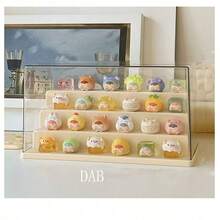 1pc Cute Bead Display Box, Mini Figurine Display Cabinet, Blind Box Display Stand, Acrylic Transparent Dust-Proof Storage Box - Yellow - View 10