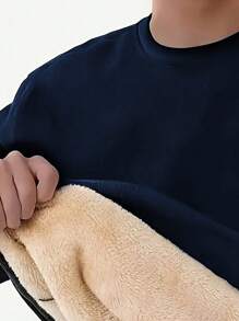 Sudadera térmica minimalista de unicolor para hombres, forrada y cálida, para otoño/invierno