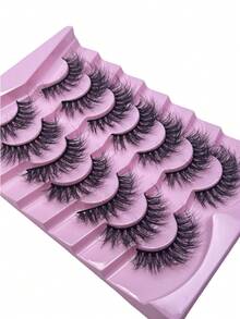 7 Pairs Voluminous Curly Black Coils False Eyelashes With Invisible Eyeliner Design, Thick And Glamorous Look, Beginner-Friendly, Reusable, Highly Attractive - Black - View 3