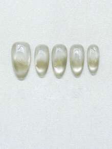 10pcs Handmade Tie Dye Gradient Cat Eye Nail Stickers, Refreshing Summer Wear, Minimalist Stylish & Cute, Enhances Complexion