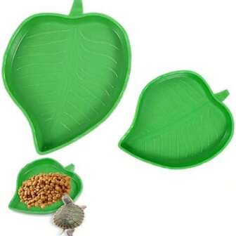 Leaf Shaped Reptile Food Water Bowl, Tortoise Feeding Dish, Lizard Drinking Tray