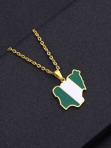 Nigeria Necklace 18K Gold-Plated Africa Map Pendant For Women And Men Nigeria Jewelry Gift Stainless Steel, Stainless Steel, No Gemstones -The Best Gift For Family Members