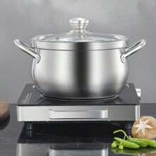 Nouvelle casserole à soupe en acier inoxydable, marmite de type tambour à grande capacité et épaissie, marmite à congee domestique, casserole pour cuisinière à induction et à gaz