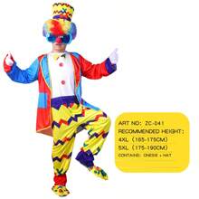Man's Fancy Dress Up,Adult Costume Of Joker/Clown,Just Hat And Clothes, No Props Wig/Red Nose/Gloves/Glasses/Shoes,Suitable For Stage Performances/Road Shows