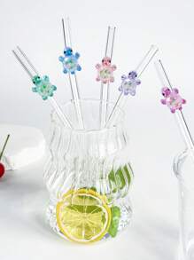 1 pièce/1 set de paille en verre design de dessin animé coloré tortue, paille en verre réutilisable coudée, pour smoothies, lait thé, jus, cocktails, boissons froides, café, fournitures de fête, camping/voyage/été/vacances/cuisine, fournitures scolaires