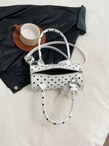 Dedoo Handheld Polka Dot Bag 2024 New High-End Contrast Cylinder Bag Spice Joker Fashion Commuter Handbag Love Pendant To Send Girlfriend Gifts Preferred. - 白色 - 查看 8