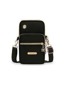 Women's Casual Sports Outdoor Phone Pouch Wristlet Arm Band Multi-Layer Solid Color Coin Wallet Crossbody Bag Wallet Shoulder Bag Women's Wallet And Purse Bag Ladies' Handbag For Women Wallet Purse Wallet - Black - View 3